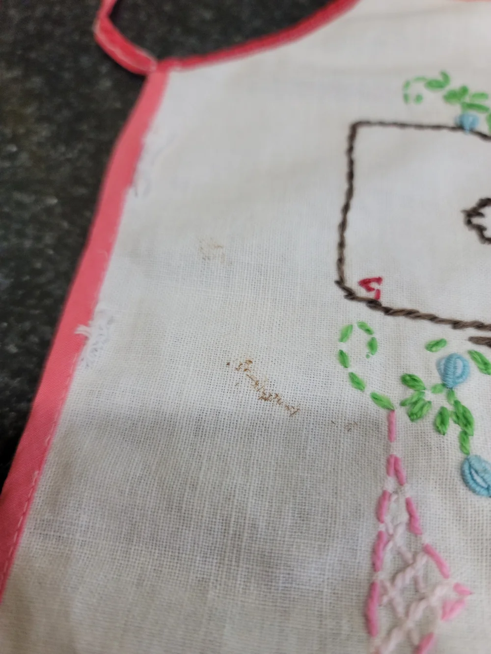 Vintage Hand Embroidered Card Table Cover Playing Cards Bridge Cloth Corner Ties